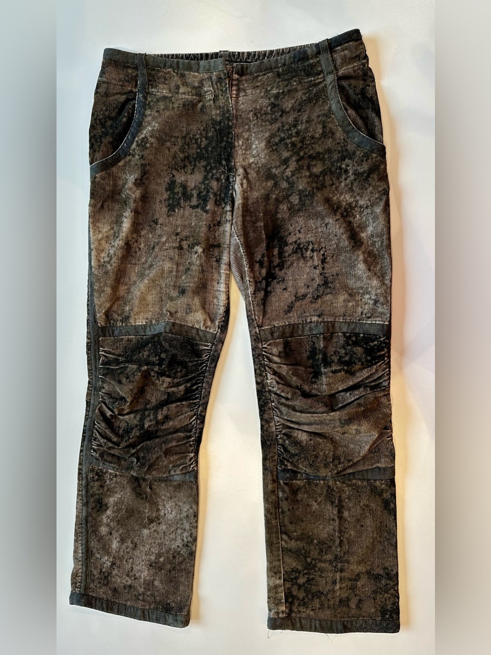 Roberta Scarpa Distressed Corduroy Ruched Pants Made Italy 42 US 8